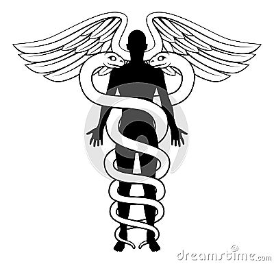 Caduceus Person Concept Vector Illustration