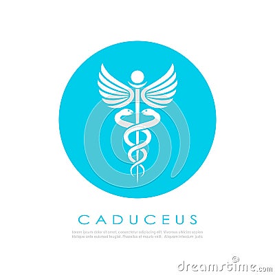 Caduceus snake medical logo design Vector Illustration