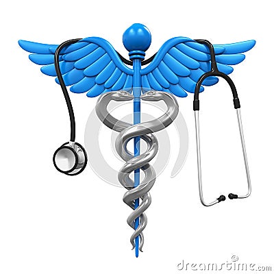 Caduceus Symbol and Stethoscope Stock Photo