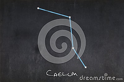 Caelum constellation drawn on a blackboard Stock Photo