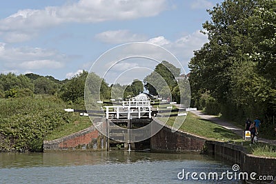 The Caen Hill locks on Kennet & Avon Canal England UK Editorial Stock Photo