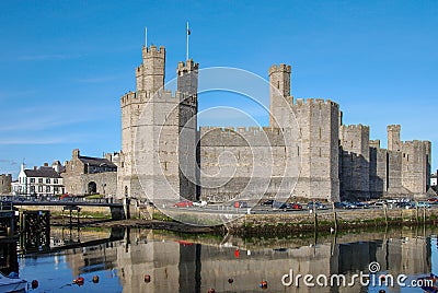 Caernarfon Castle in Caernarfon, Gwynedd, Wales Editorial Stock Photo