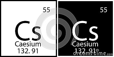 Caesium chemical element. Mendeleev table. Education background. Square frames. Vector illustration. Stock image. Vector Illustration