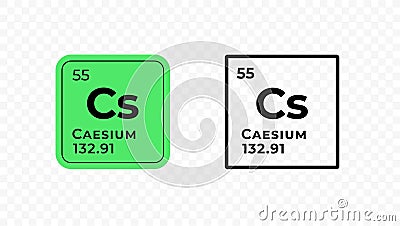 Caesium, chemical element of the periodic table vector Vector Illustration