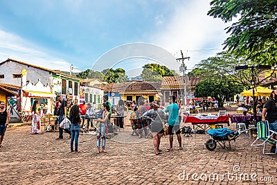 Caete Acu, Brazil - Jan 06, 2024: Streetlife in the city center of Caete Acu, Vale do Capao, Bahia, Brazil Editorial Stock Photo