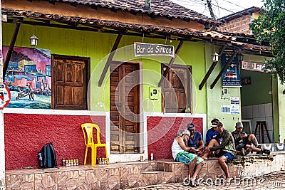 Caete Acu, Brazil - Jan 06, 2024: Streetlife in the city center of Caete Acu, Vale do Capao, Bahia, Brazil Editorial Stock Photo