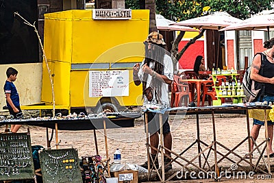 Caete Acu, Brazil - Jan 06, 2024: Streetlife in the city center of Caete Acu, Vale do Capao, Bahia, Brazil Editorial Stock Photo