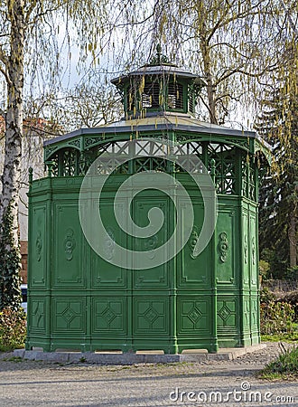 `Cafe Achteck` - cafe octagon is a berlin nickname for a typical public toilet from the end of the 19th century in Berlin Stock Photo