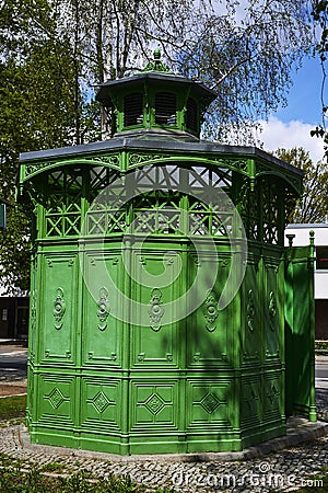 `Cafe Achteck` - cafe octagon is a Berlin nickname for a typical public toilet from the end of the 19th century Stock Photo