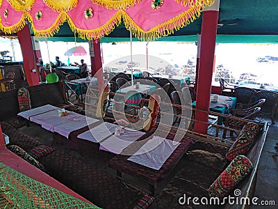Cafe in Arambol beach, Goa, India Editorial Stock Photo