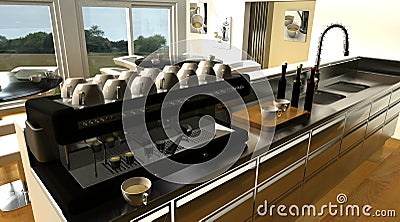 Cafe bar interior and espresso machine Stock Photo