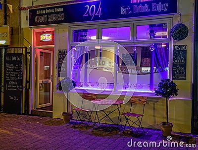 A cafe Bistro at night Editorial Stock Photo