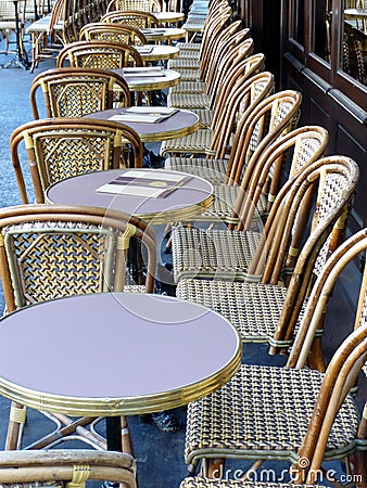 Cafe chairs, Champs-Elysees, Paris Stock Photo
