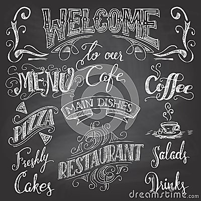 Cafe chalkboard hand-lettering Vector Illustration