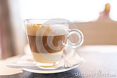 Cortado leche y leche, a specialty coffee common in Spain Stock Photo