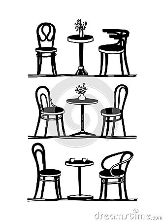 Cafe furniture illustration Vector Illustration