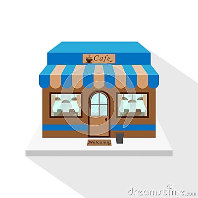 Cafe icon with long flat shadow on white background Vector Illustration