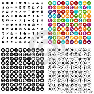 100 cafe icons set vector variant Vector Illustration