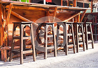 Cafe interior - bar chairs outdoors Stock Photo