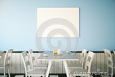 Cafe interior with blank poster Stock Photo