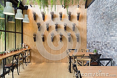 Cafe interior design modern vintage style for relax time backg Stock Photo