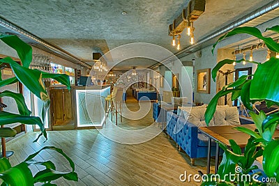 cafe interior. restaurant. beautiful room. Editorial Stock Photo