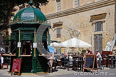 Cafe and kiosk, Valletta. Editorial Stock Photo
