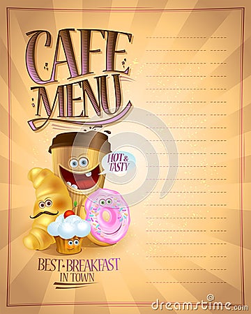 Cafe menu list vector design with copy space for text Vector Illustration
