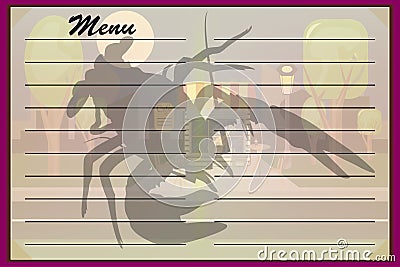 A cafe menu, a restaurant with a lobster logo or crustacean. vector Vector Illustration