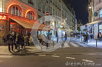 Cafe night life in Paris, France Editorial Stock Photo