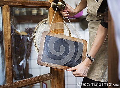 Cafe Open Shop Retail Welcome Notice Retail Front Stock Photo