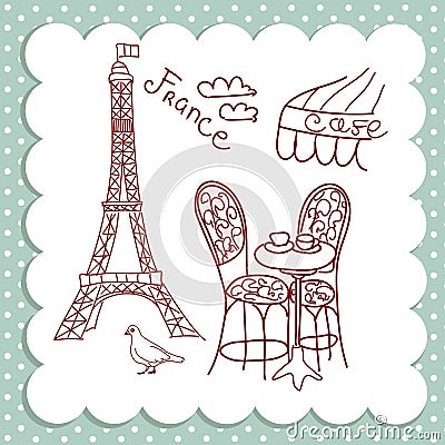 Cafe in Paris Vector Illustration