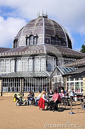 Cafe in Pavilion Gardens, Buxton. Editorial Stock Photo