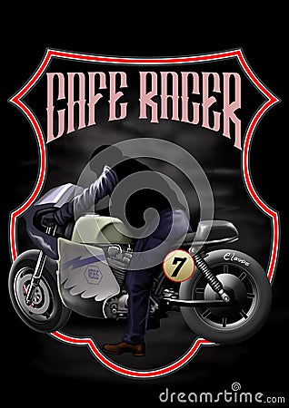 Cafe racer motor poster Cartoon Illustration