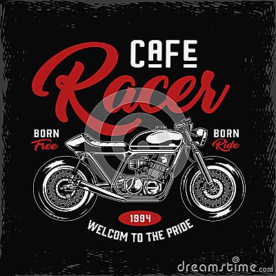 Cafe racer motorcycle label Vector Illustration