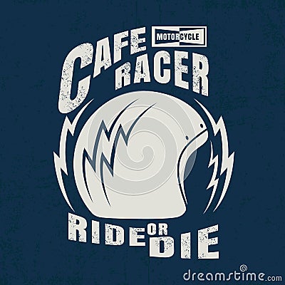 Cafe racer typographic with helmet graphic for t-shirt Vector Illustration