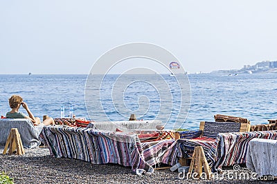 Cafe on the Red Sea coast Editorial Stock Photo