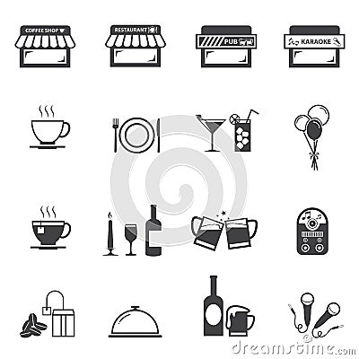 Cafe Restaurant icon set Vector Illustration