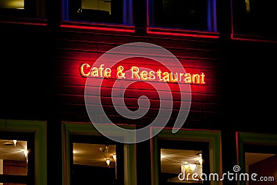 Cafe and restaurant neon Stock Photo