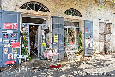 Cafe restaurant in the old souk of Douma, traditional Lebanese village, Lebanon Editorial Stock Photo