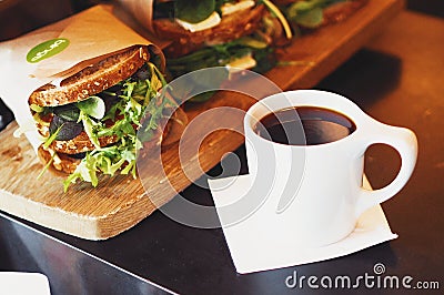 Cafe Sandwich coffee Oslo Norway Stock Photo