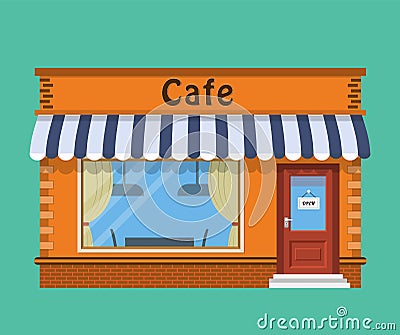 Cafe shop exterior. Vector Illustration