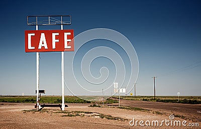 Cafe sign along historic Route 66 Stock Photo