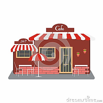 Cafe, street bistro building facade Vector Illustration