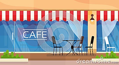 Cafe Street Coffee Shop Chairs Table Vector Illustration Vector Illustration