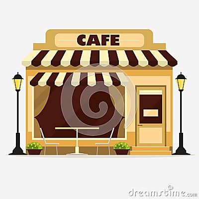 Cafe, Street shop facade Vector Illustration