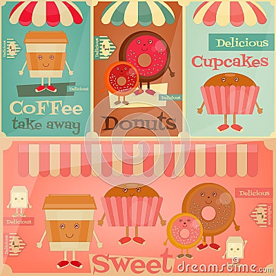Cafe Sweet Shop Vector Illustration