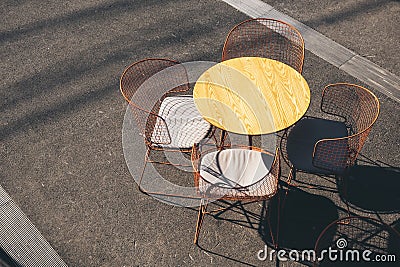 Cafe Table Chairs Restaurant seats outdoor cafe Lifestyle Stock Photo