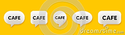 Cafe tag. Cheap eatery or diner sign. 3d speech chat bubbles. Vector Vector Illustration