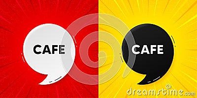 Cafe tag. Cheap eatery or diner sign. Flash offer banner with quote. Vector Stock Photo